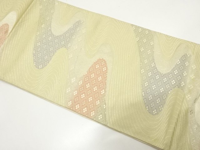 JAPANESE KIMONO / ANTIQUE FUKURO OBI / SILK / WOVEN RHOMBUS FLOWER